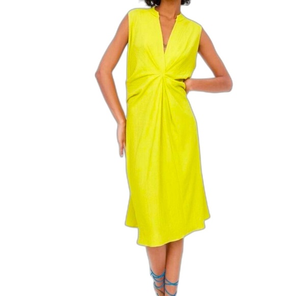 Zara Dresses & Skirts - Zara Mid length Dress Neon Yellow Size Medium EUC